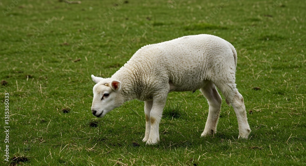 A cute lamb is grazing in a countryside farmer's field, a lamb in farm, a lamb is grazing, a cute lamb is grazing, generated with ai A cute lamb is grazing in a countryside farmer's field, a lamb in farm, a lamb is grazing, a cute lamb is grazing, generated with ai