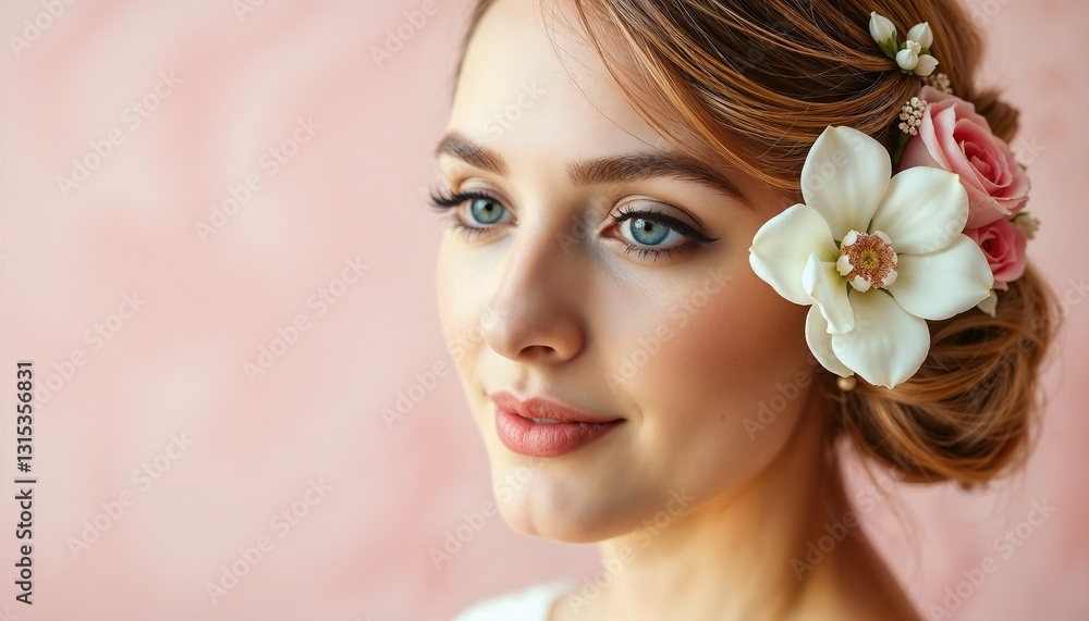 A portrait of a young bride with an intricate floral hairpiece, set against a blurred pastel backdrop. The image captures her elegance, warm expression, and delicate hairstyle.
A portrait of a young bride with an intricate floral hairpiece, set against a blurred pastel backdrop. The image captures her elegance, warm expression, and delicate hairstyle.