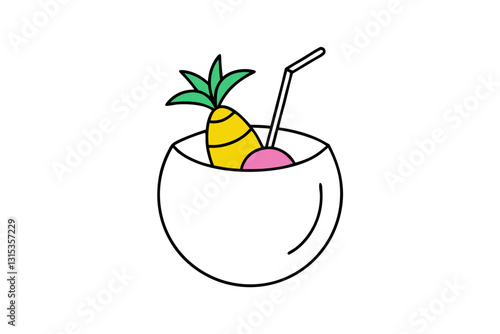 Tropical Coconut Piña Colada with Pineapple Garnish for Summer Vibes