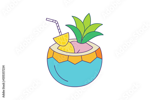 Tropical Coconut Piña Colada with Pineapple Garnish for Summer Vibes