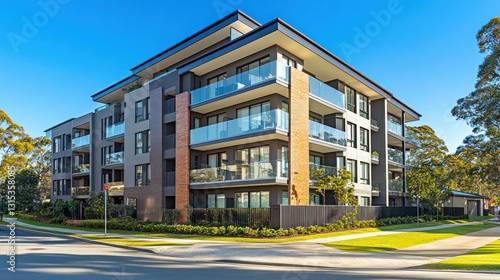 Obraz na płótnie Luxury Apartments: Modern Architecture in Suburban Setting w salonie