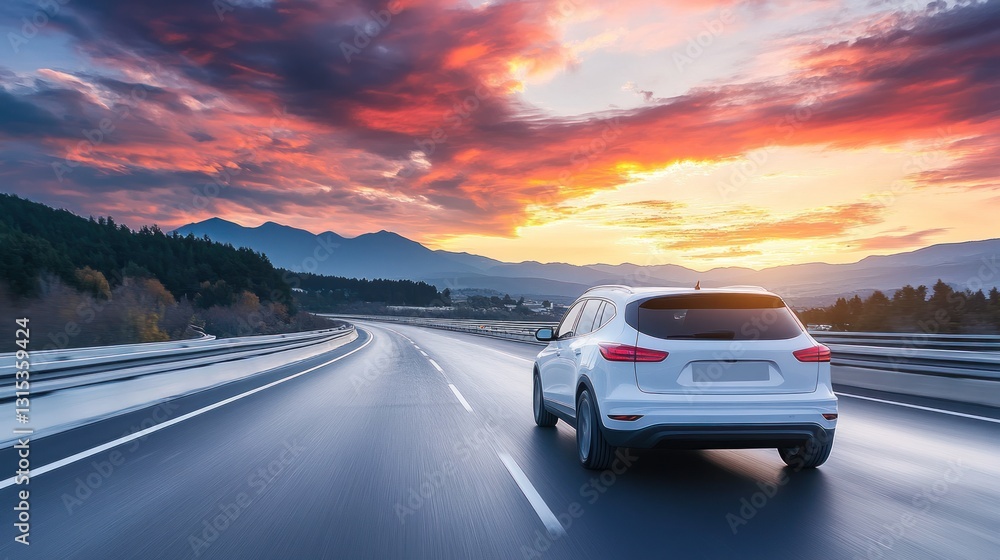 Naklejka premium Sunset Drive: A Scenic Highway Adventure