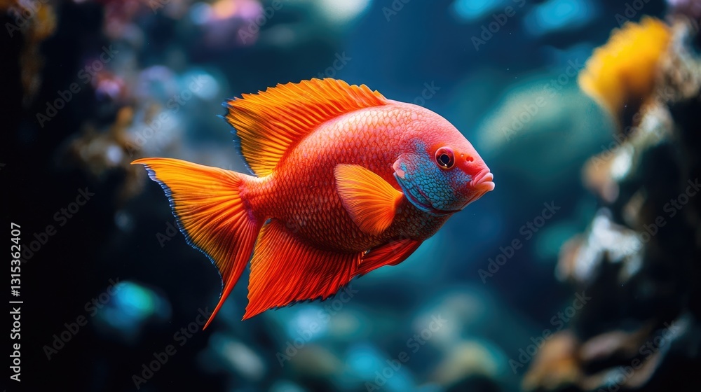 Obraz premium Vibrant Parrot Fish Swimming in the Crystal Clear Waters of the Red Sea Near Eilat, Israel. A Stunning Underwater Marvel.