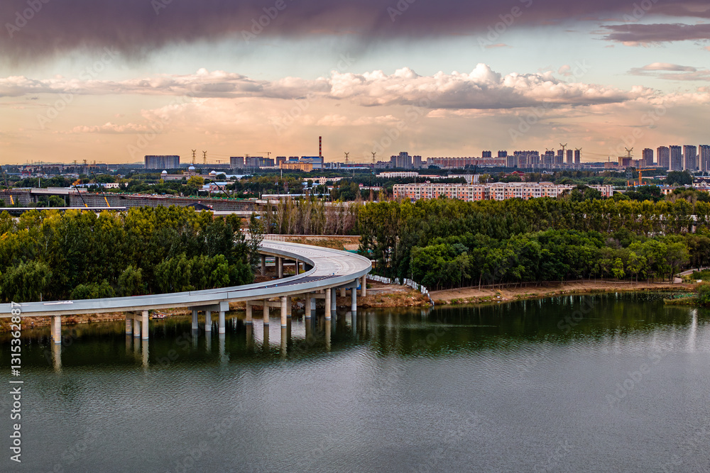 The scenery of Dingxiang Lake Park in Shenyang, China in autumn The scenery of Dingxiang Lake Park in Shenyang, China in autumn