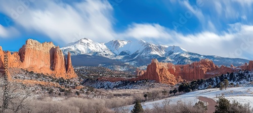 Majestic Winter Landscape: Garden of the Gods and Pikes Peak