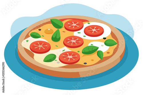 Italian Pizza Platter with Margherita, Pepperoni, and Veggie Slices Illustration