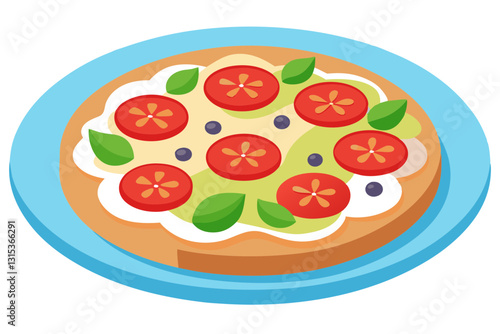 Tasty Italian Pizza Platter Featuring Margherita, Pepperoni & Veggie Slices Vector