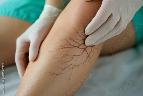 Medical professional examines patient’s leg for symptoms of vascular issues during a health assessment session
