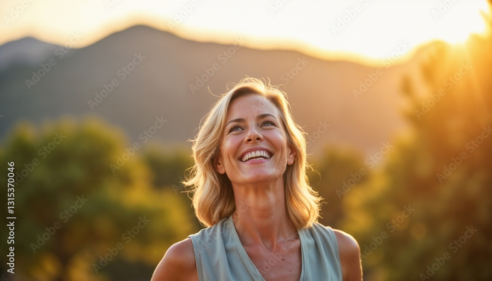 A joyful woman is seen embracing the warmth of a serene sunset, with trees and hills in the backdrop symbolizing the beauty of nature and positive energy.
A joyful woman is seen embracing the warmth of a serene sunset, with trees and hills in the backdrop symbolizing the beauty of nature and positive energy.