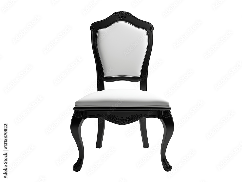Elegant black and white chair with ornate design suitable for various interior styles Elegant black and white chair with ornate design suitable for various interior styles