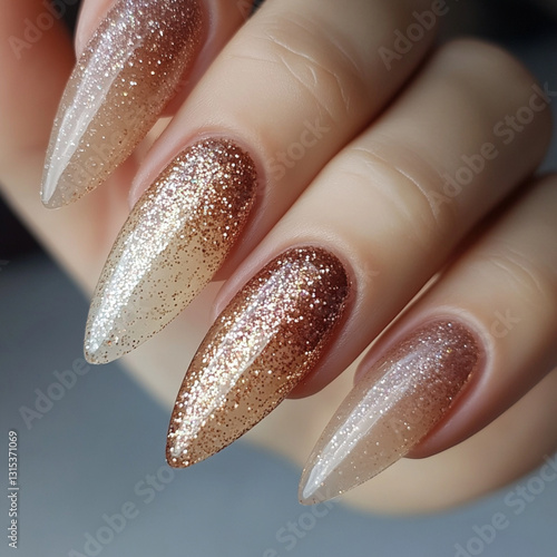Delicate designer nails manicure 