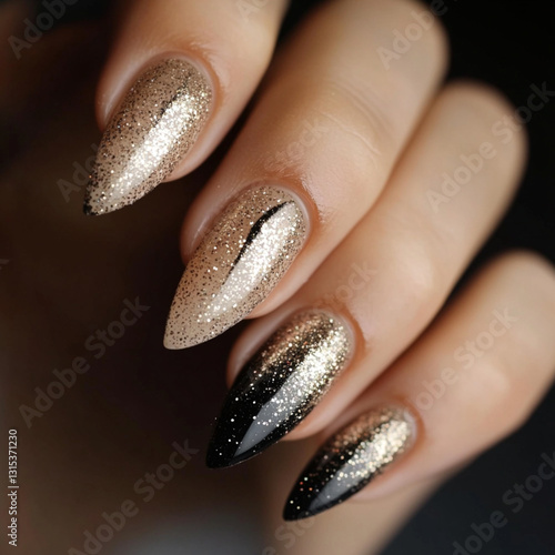 Delicate designer nails manicure 
