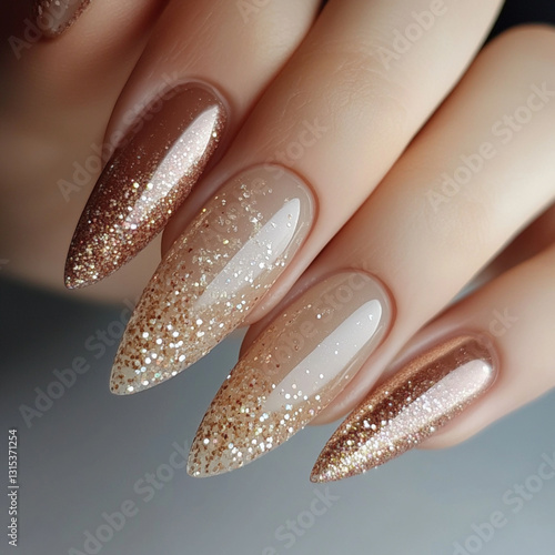 Delicate designer nails manicure 