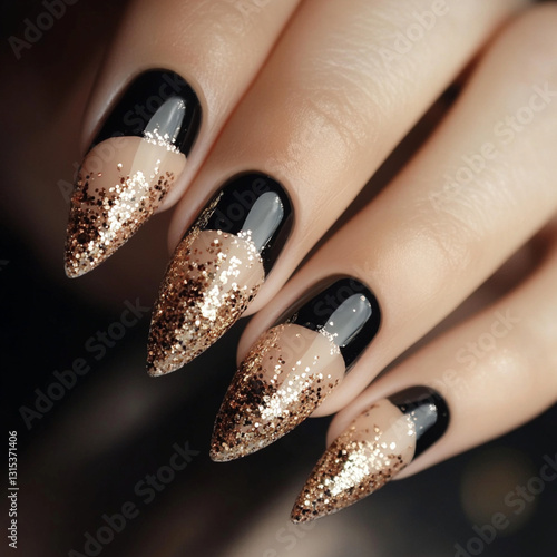 Delicate designer nails manicure