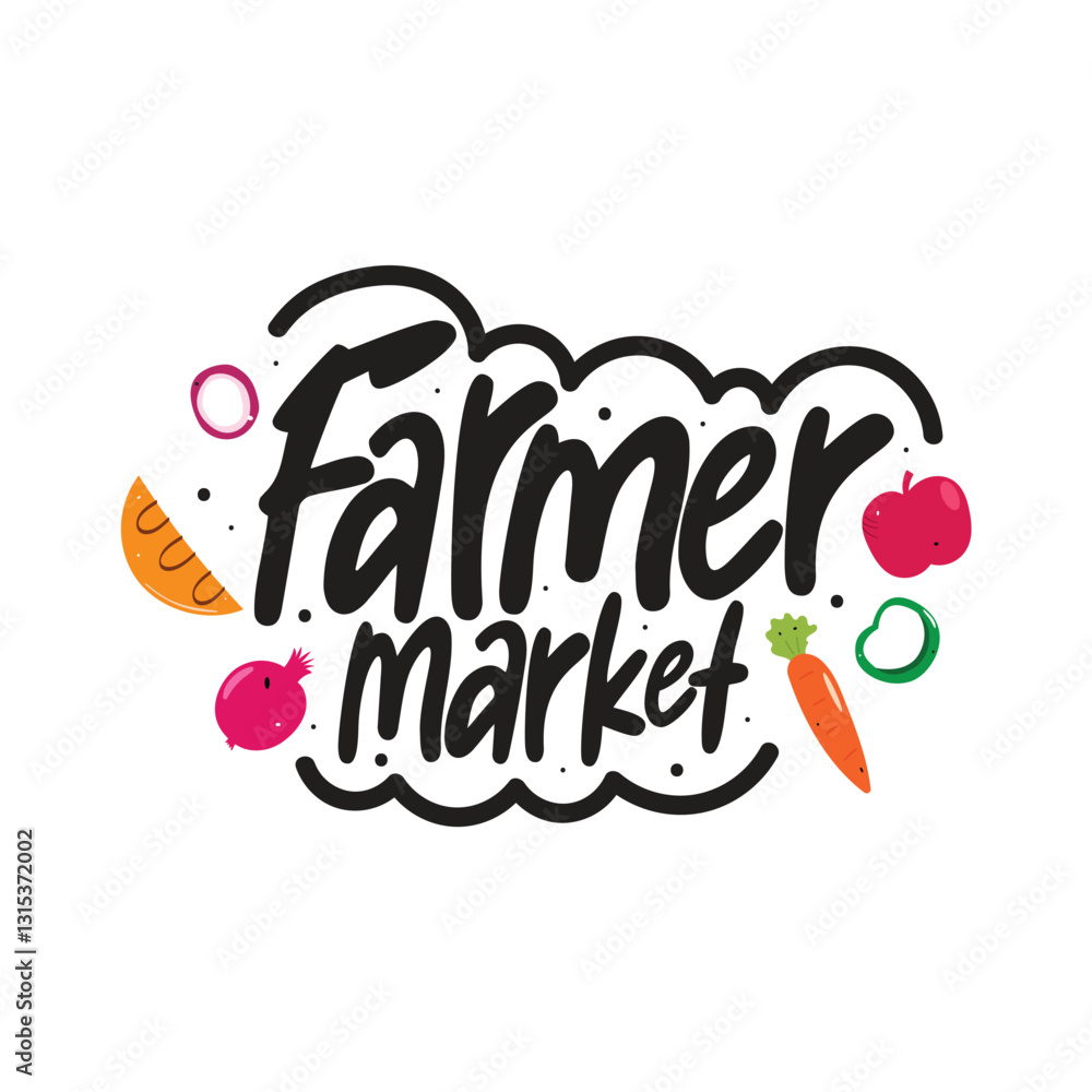 Fototapeta premium Farmer Market Lettering Vector Design.