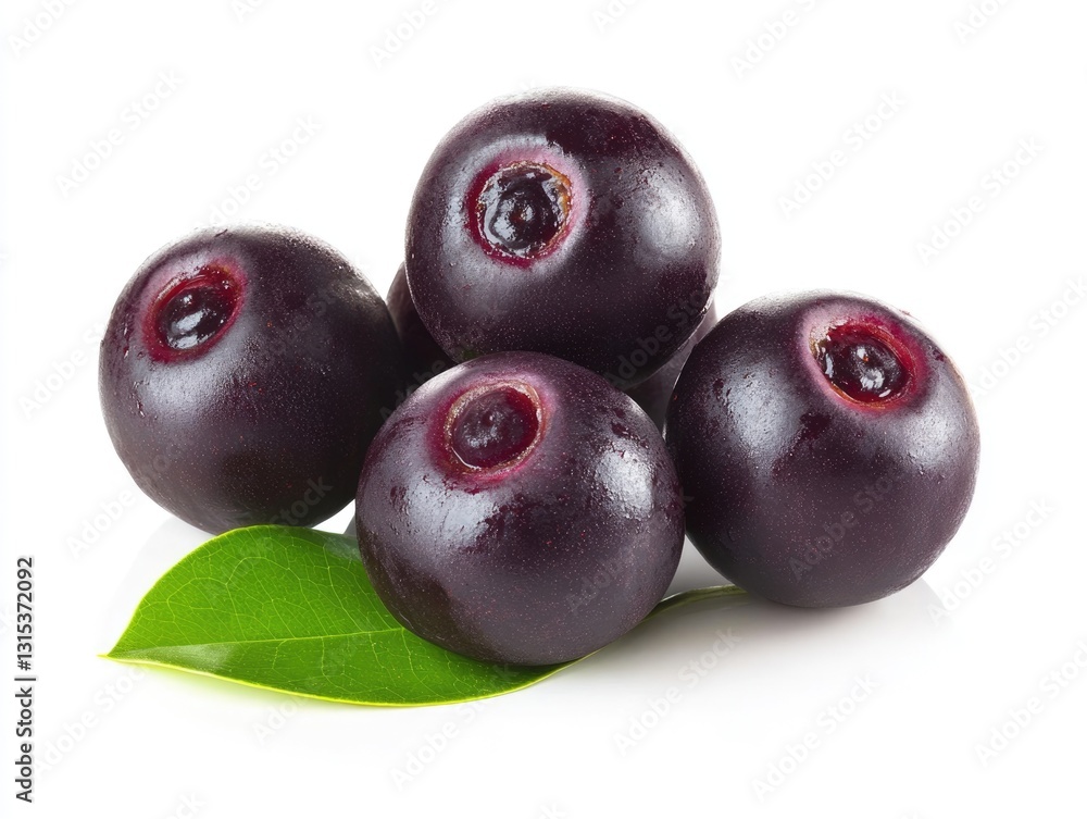 Fresh Acai Berries with Leaves - Closeup of Amazon Superfood, Perfect for Organic Snacking and Healthy Diet Fresh Acai Berries with Leaves - Closeup of Amazon Superfood, Perfect for Organic Snacking and Healthy Diet