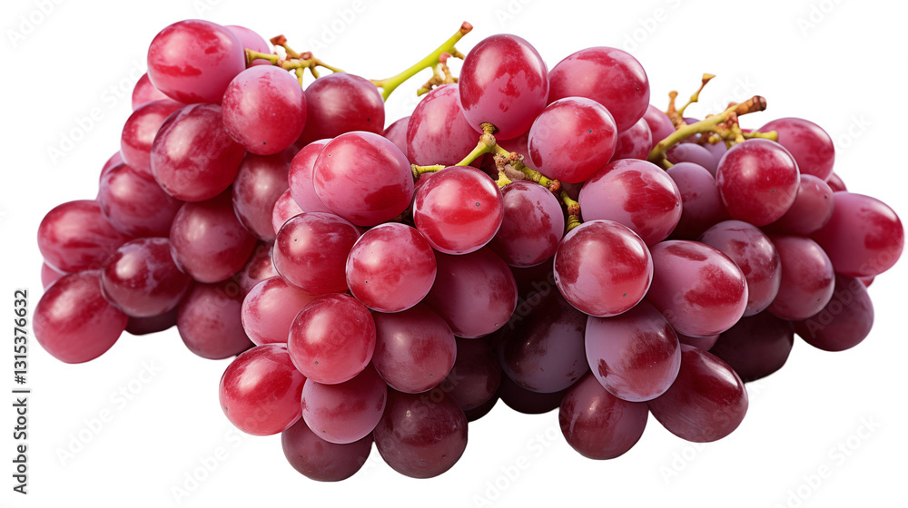 Fototapeta premium Red Grape Cluster Juicy Summer Fruit, Antioxidant-Rich Organic Snack, isolated on transparent background.