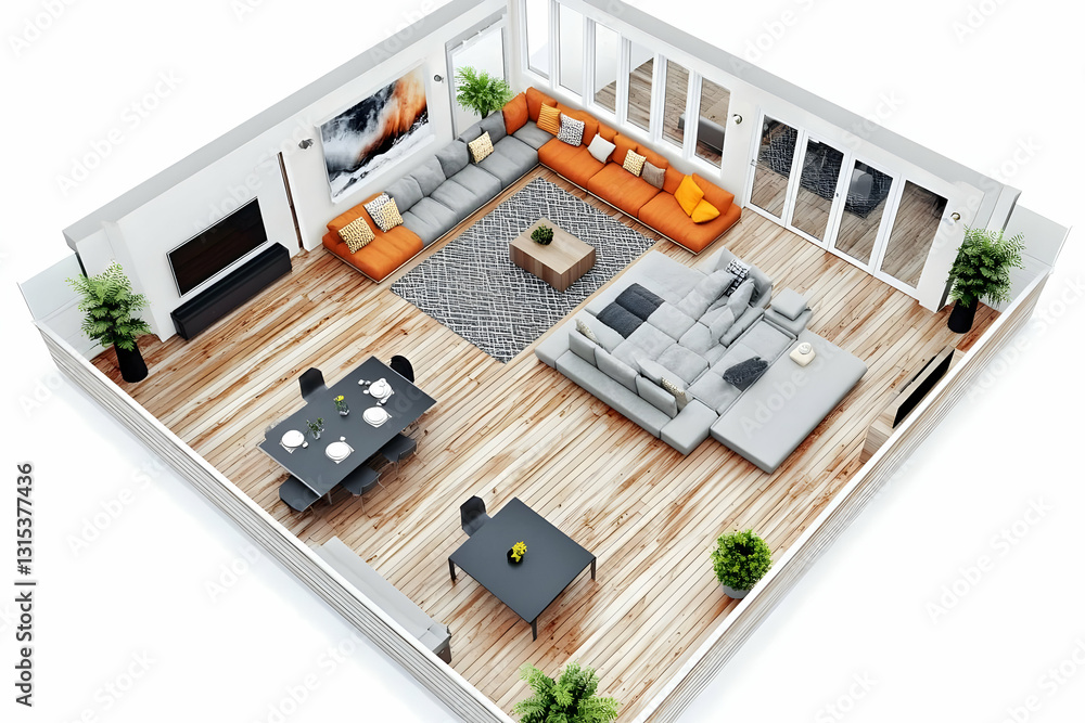 Modern Open-Plan Living Space Design Modern Open-Plan Living Space Design