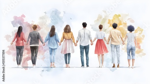 A visually striking depicting diverse individuals linking hands symbolizing the essence of harmony teamwork and the spirit of helping one another in a connected world