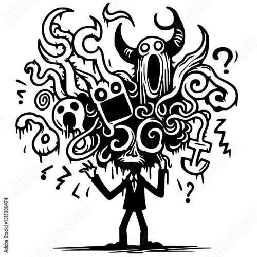 Silhouette of uncontrolled thoughts
