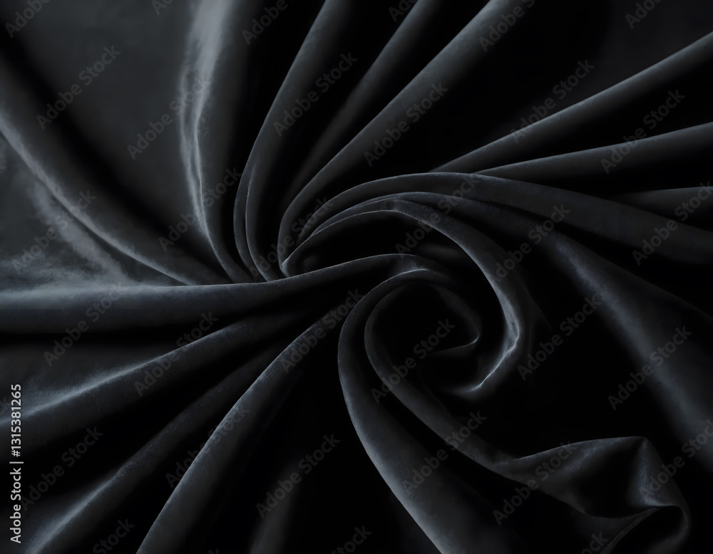 Fototapeta premium Deep Black Velvet Fabric Texture with Soft Folds