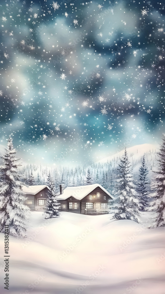 Naklejka premium Winter Wonderland Cabin