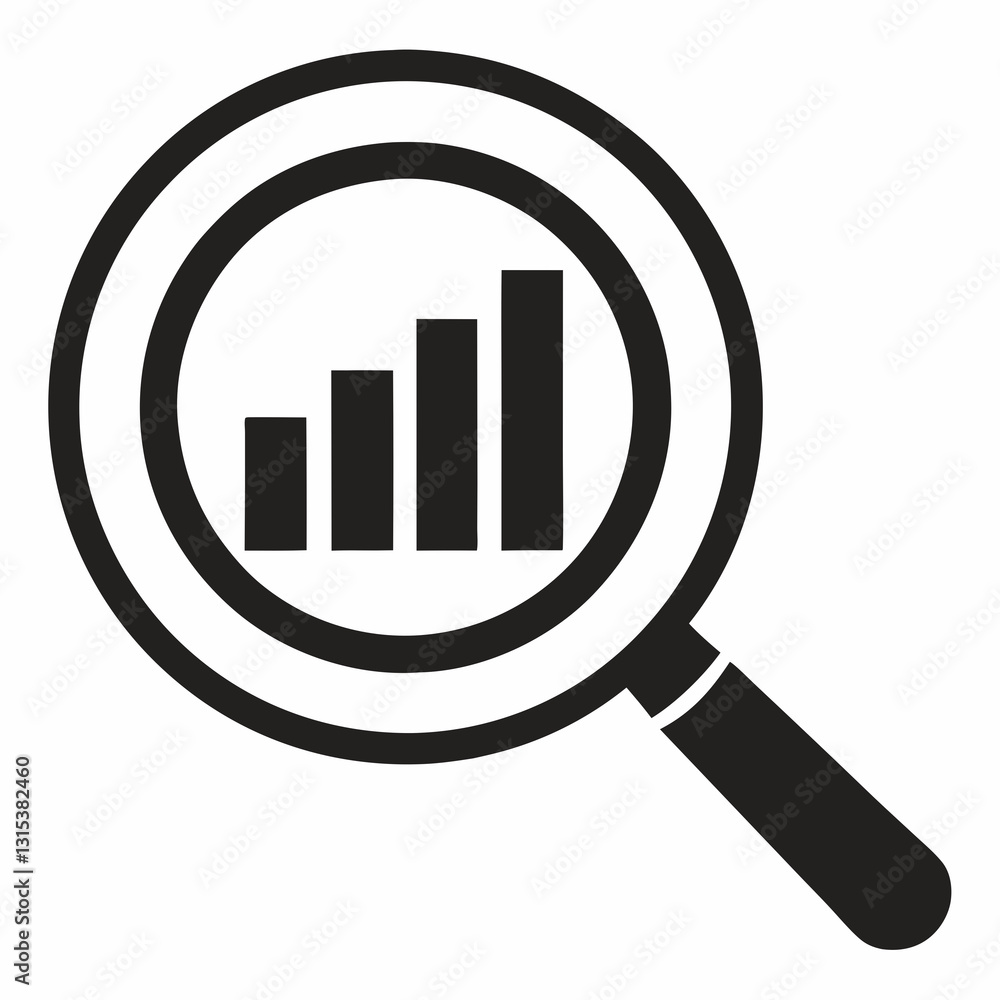 magnifying glass over bar chart icon, flat line art design for analysis
magnifying glass over bar chart icon, flat line art design for analysis