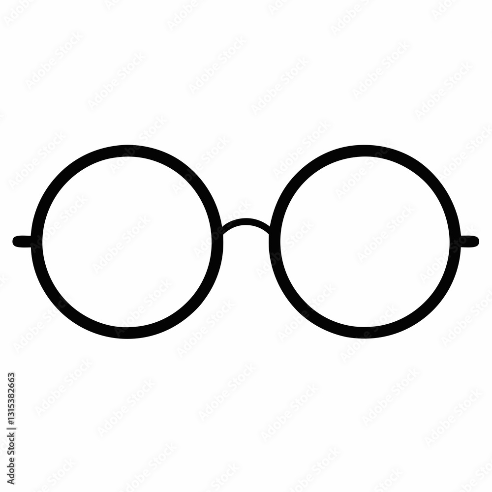 minimalistic black and white line art of classic oval glasses, flat design minimalistic black and white line art of classic oval glasses, flat design