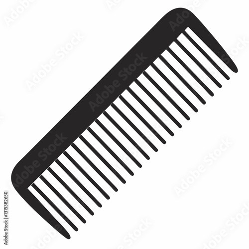 simple black comb icon, minimal flat design for hair grooming
