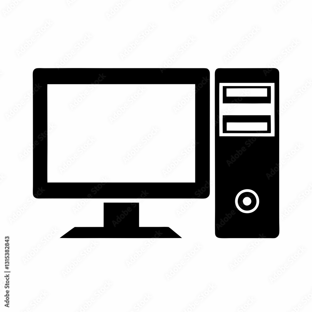 minimalistic black and white computer setup icon featuring monitor and tower flat vector icon for apps and websites
minimalistic black and white computer setup icon featuring monitor and tower flat vector icon for apps and websites