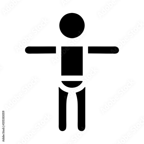 minimalistic black and white human figure icon with geometric shapes flat vector icon for apps and websites
