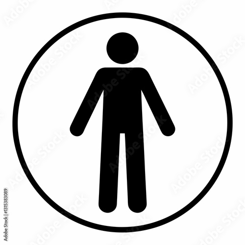 minimalistic silhouette of a person in black and white flat icon for apps and websites