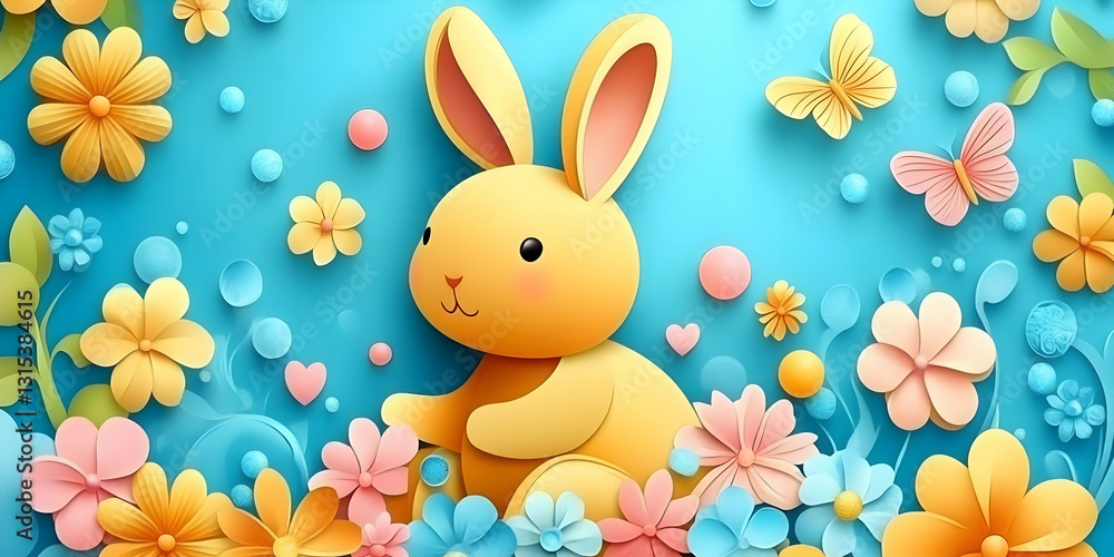 Obraz premium Cute Bunny in Spring Flowers