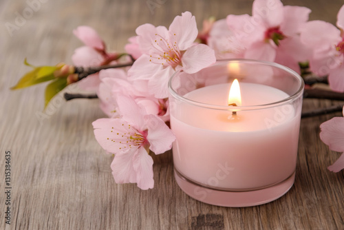 Aroma candles with sakura scent