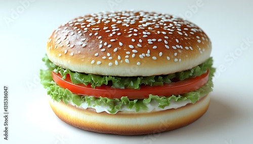 Wallpaper Mural A delicious looking burger with fresh ingredients on a white background Torontodigital.ca