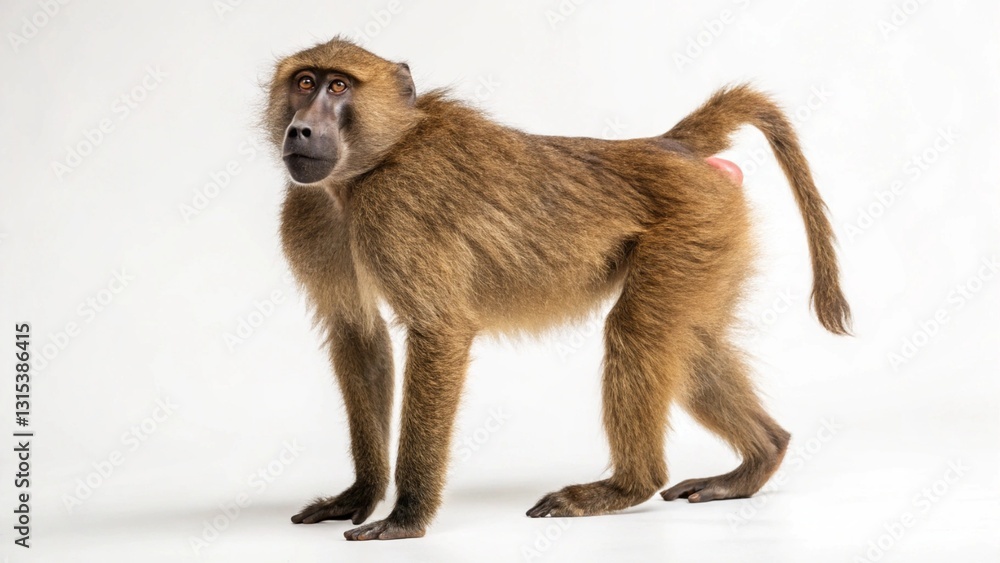 Fototapeta premium baboon in full view on white studio background