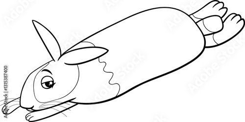 cartoon sleepy miniature rabbit animal character coloring page