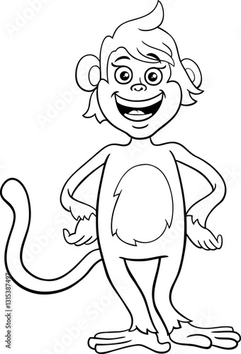 Obraz na płótnie happy cartoon female monkey animal character coloring page w salonie