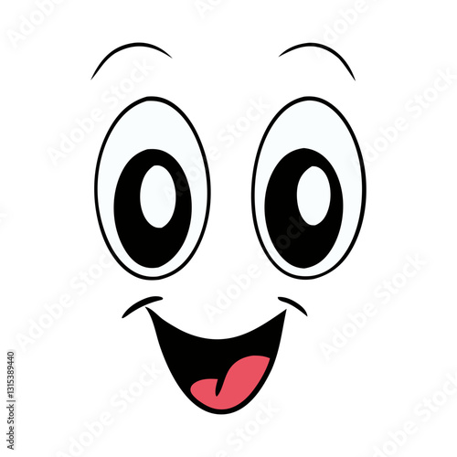 funny cartoon face vector illustration, emotion vector illustration, Animation vector 