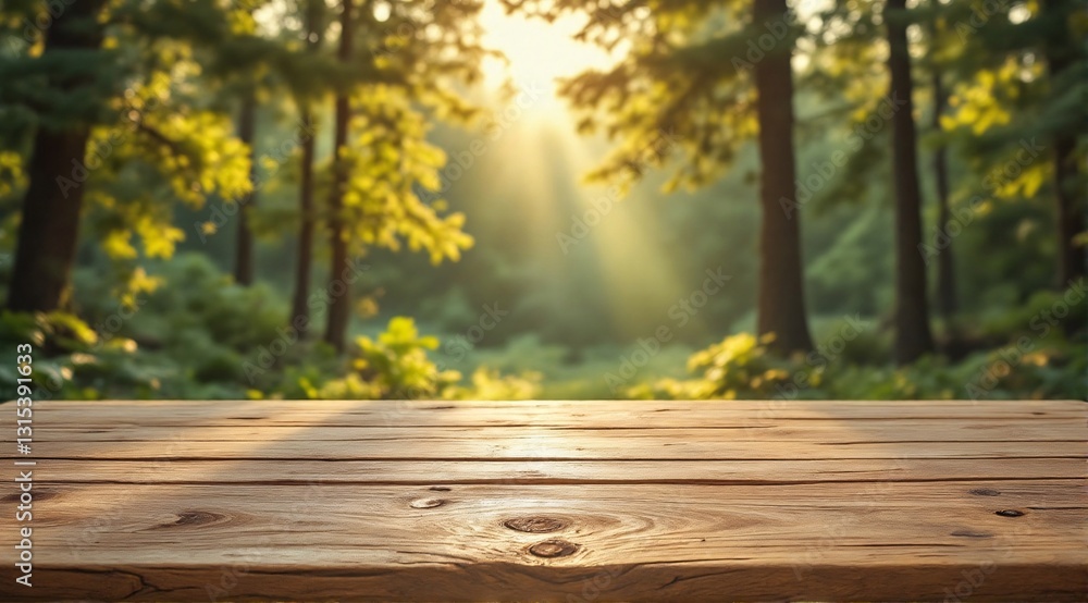A clean wooden table with sharp focus in the foreground, with a beautiful view faintly visible in the background. A clean wooden table with sharp focus in the foreground, with a beautiful view faintly visible in the background.