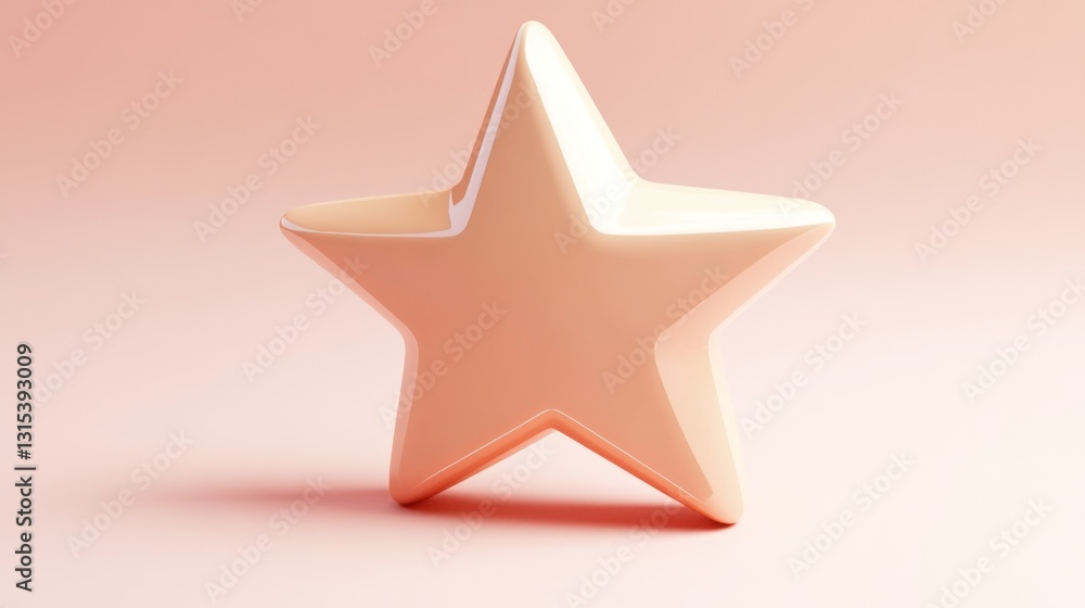 Fototapeta premium 3D Rendered Star in Soft Peach Tones, Minimalist Design for Decorative and Creative Projects