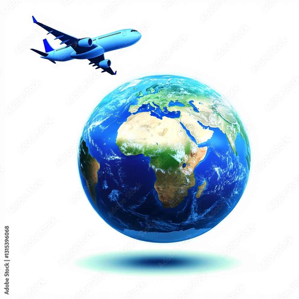 Fototapeta premium Airplane Circling Globe Vector for Travel Enthusiasts