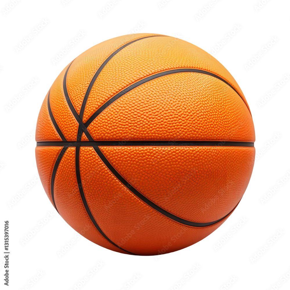 Fototapeta premium PNG Classic Basketball with Detailed Texture and Bright Orange Color Isolated on White Background