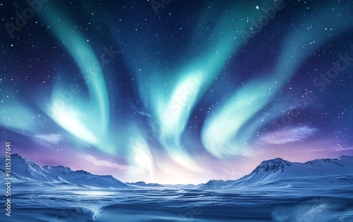 Wallpaper Mural Ethereal Aurora Borealis Shimmering Over Snow-Clad Terrain Torontodigital.ca