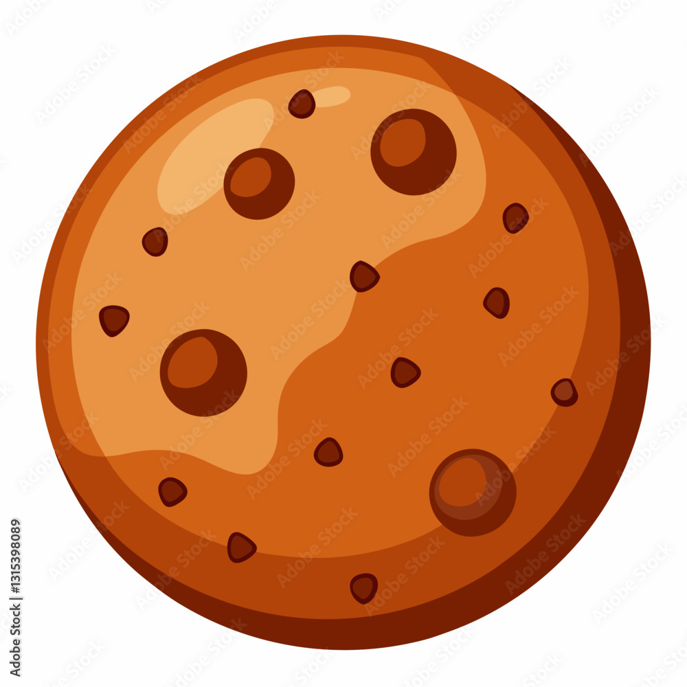 a single delicious chocolate chip cookie, perfect for a sweet snack or treat, vector cartoon illustration a single delicious chocolate chip cookie, perfect for a sweet snack or treat, vector cartoon illustration