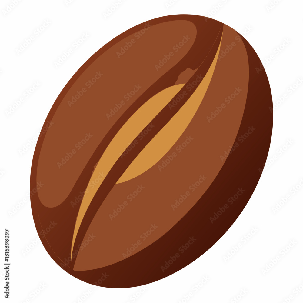 a close-up vector cartoon illustration of a roasted coffee bean, showcasing its rich brown color and detailed texture a close-up vector cartoon illustration of a roasted coffee bean, showcasing its rich brown color and detailed texture