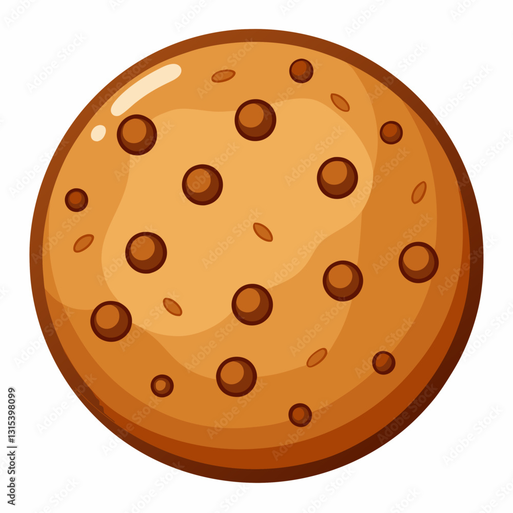 Fototapeta premium a cartoon vector style chocolate chip cookie illustration, a classic treat. It’s perfect for culinary projects and designs