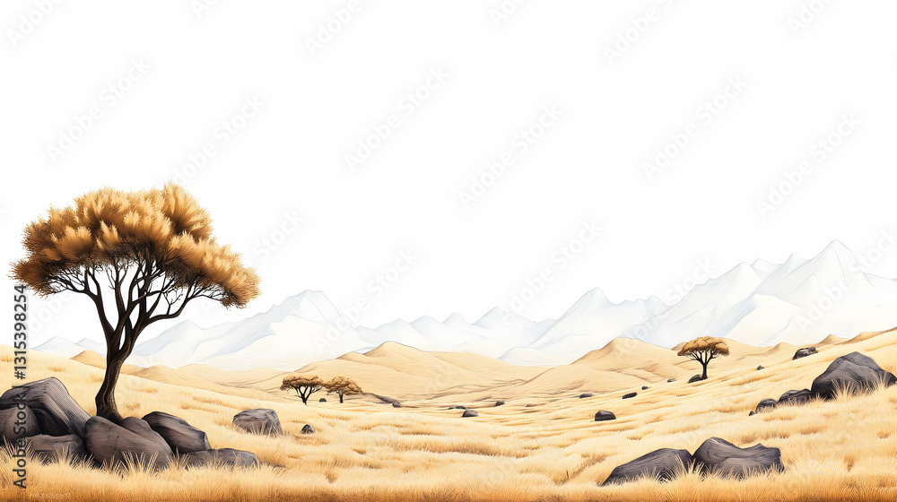 Golden Grasslands & Snowy Peaks