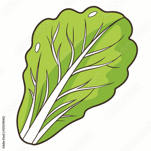 a single cartoon lettuce leaf, depicting freshness and healthiness, vector cartoon illustration