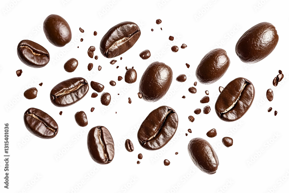 Roasted Coffee Beans in Motion Roasted Coffee Beans in Motion